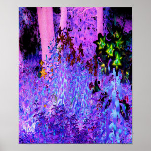 Spooky Black and Crimson Lily Garden Landscape Poster