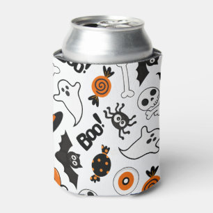 Spooky Black And Orange Halloween Party  Can Cooler