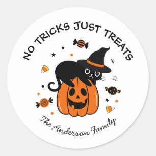 Spooky Black And Orange Halloween Party  Classic Round Sticker