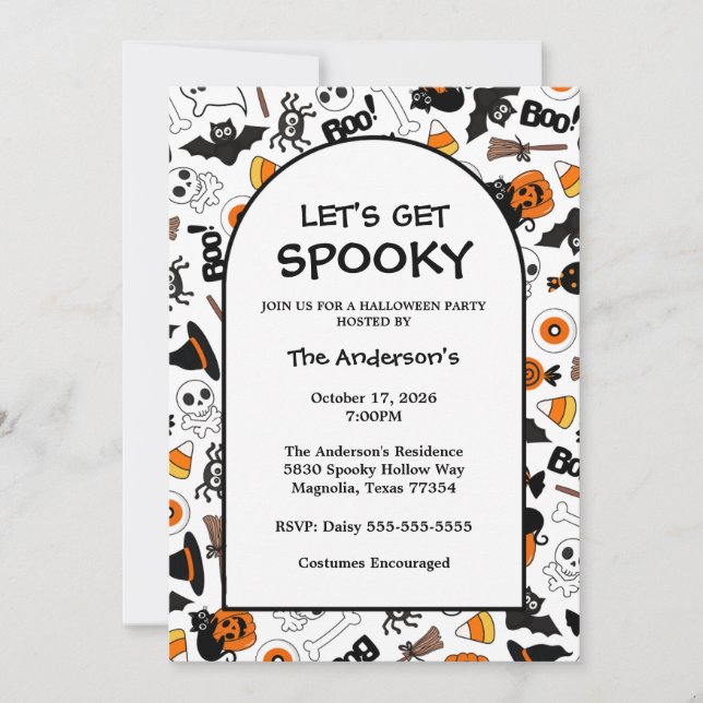 Spooky Black And Orange Halloween Party  Invitation (Front)