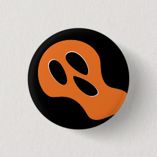 Spooky black and orange scary ghost face Halloween 3 Cm Round Badge