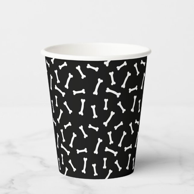 Spooky Black and White Bones Halloween Paper Cups (Front)