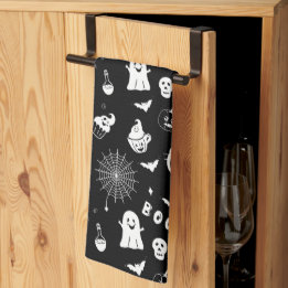 Spooky Black and White Halloween Kitchen Towels