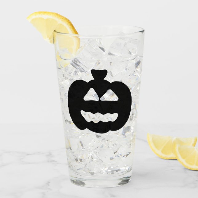 Spooky Black and White Jack-o-lantern  Glass (Front Ice)
