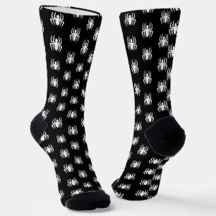 Spooky black and white spider pattern modern cute socks