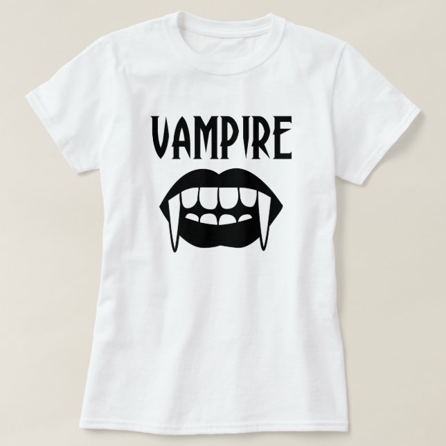 Spooky Black And White Vampire Halloween  T-Shirt (Design Front)
