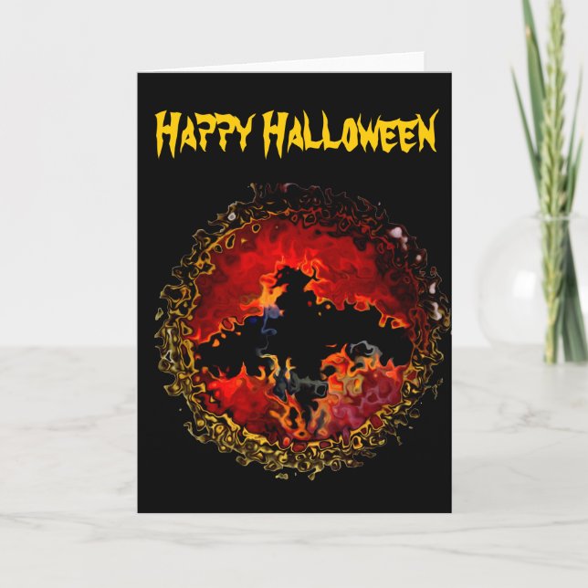 Spooky Black Bat Halloween Card (Front)
