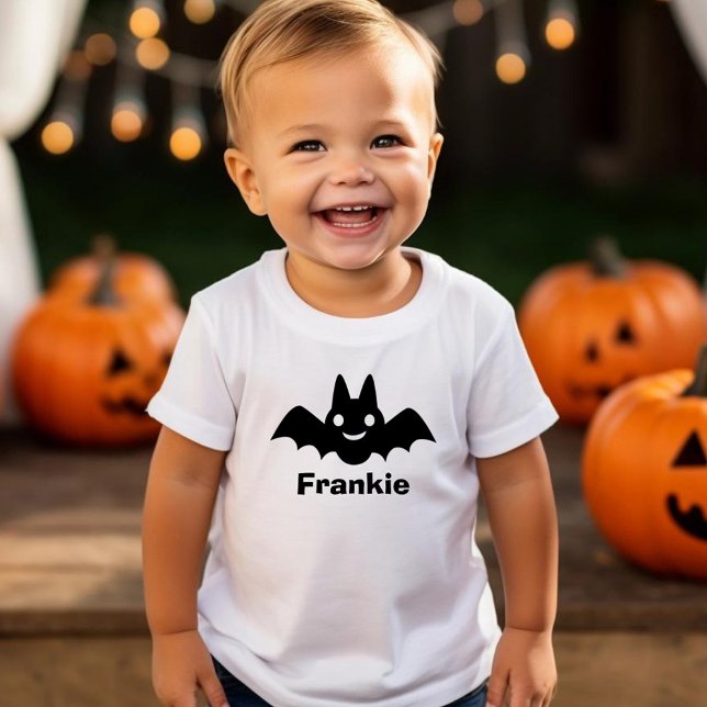 Spooky Black Bat Halloween Personalised Name Toddler T-Shirt (Creator Uploaded)