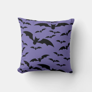 Spooky Black Bats Happy Halloween Throw Pillow
