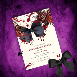Spooky black bow Halloween Costume Invitation