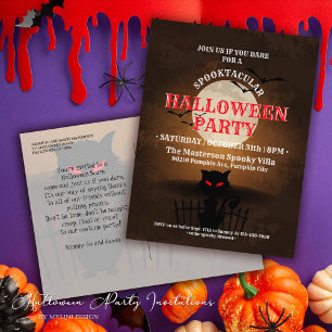 Spooky Black Cat & Bats Halloween Invitation Postcard
