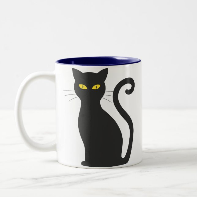 Spooky black cat coffee mug (Left)