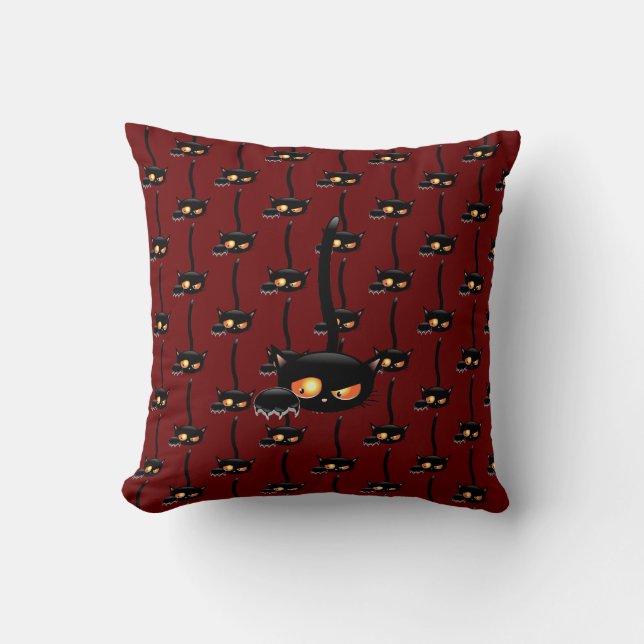 Spooky Black Cat Cushion (Front)