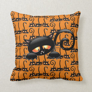 Spooky Black Cat Cushion