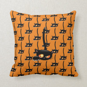 Spooky Black Cat Cushion