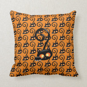 Spooky Black Cat Cushion