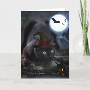 Spooky Black Cat Halloween Card
