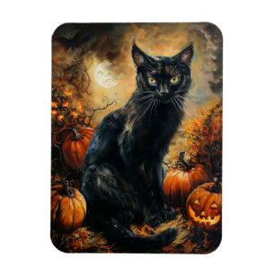 Spooky Black Cat Halloween Flexible Magnet