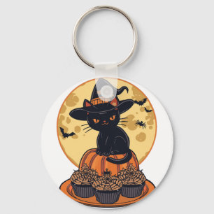 Spooky Black Cat Halloween Keychain – Cute & Creep