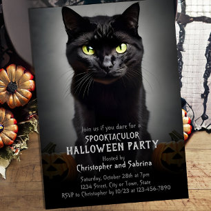 Spooky Black Cat Halloween Party Invitation