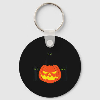 Spooky Black Cat Halloween Pumpkin Cats Jack O Key Ring