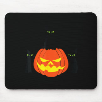 Spooky Black Cat Halloween Pumpkin Cats Jack O Mouse Pad