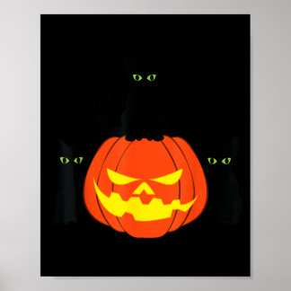 Spooky Black Cat Halloween Pumpkin Cats Jack O Poster
