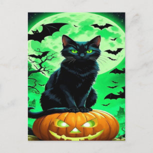 Spooky Black Cat Halloween Wallpaper — 2025 Night! Holiday Postcard
