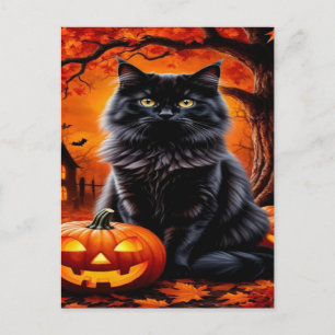 Spooky Black Cat Halloween Wallpaper — 2025 Night! Holiday Postcard
