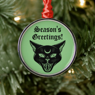 Spooky Black Cat Horror Christmas Ornament