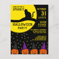 Spooky Black Cat Jack O'lantern Halloween Party