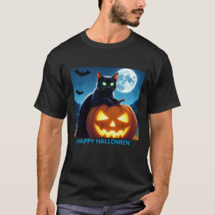 Spooky Black Cat on Pumpkin Men's T-Shirt