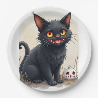 Spooky Black Cat Paper Plates