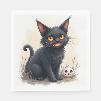 Spooky Black Cat Paper Plates Napkin