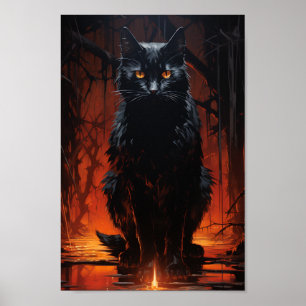Spooky Black Cat Poster