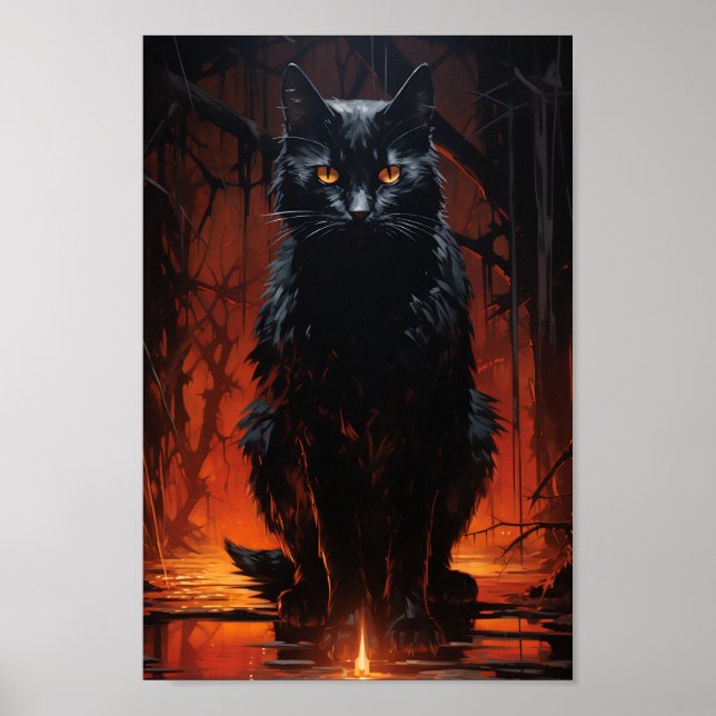 Spooky Black Cat Poster (Front)