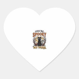 Spooky Black Cat Pun Halloween Vintage Engraving S Heart Sticker