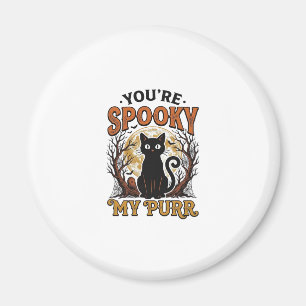 Spooky Black Cat Pun Halloween Vintage Engraving S Magnet