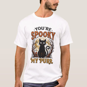 Spooky Black Cat Pun Halloween Vintage Engraving S T-Shirt