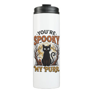 Spooky Black Cat Pun Halloween Vintage Engraving S Thermal Tumbler