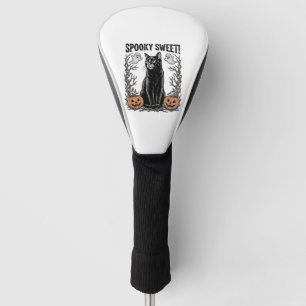 Spooky Black Cat Vintage Halloween Engraving Shirt Golf Head Cover