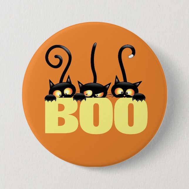 Spooky Black Cats Button (Front)