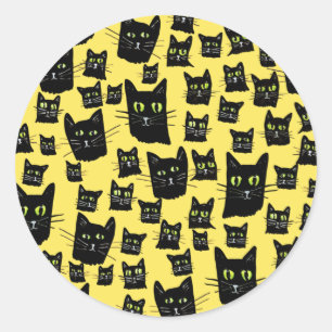 Spooky Black Cats Classic Round Sticker