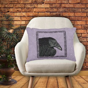 Spooky Black Crow Raven Face Decorative Cushion