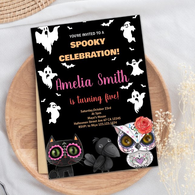 Spooky Black Halloween Birthday Invitations (Spooky Black Halloween Birthday Invitations)