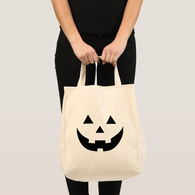 Spooky black Jack o lantern face Halloween candy Tote Bag (Front (Product))