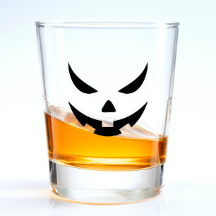 Spooky Black Jack O Lantern Face Pumpkin Halloween Shot Glass