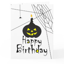 Spooky Black Jack O' Lantern Happy Birthday Card