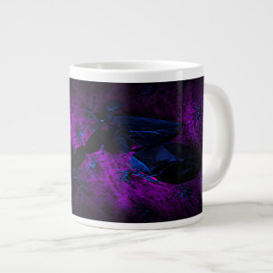 Spooky Black Material Rose, Black Spiders Large Coffee Mug