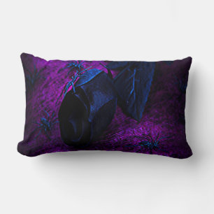 Spooky Black Material Rose, Black Spiders Lumbar Cushion